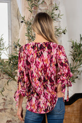 Elegant Full Size V-Neck Blouse with Sleeve Knot - Sew In Love
